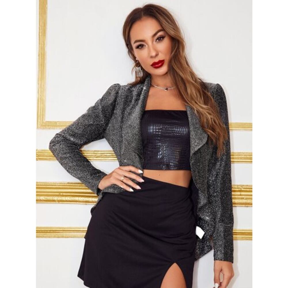 Express Black Thread Open Front Duster Cardigan Jacket - Size XL‎